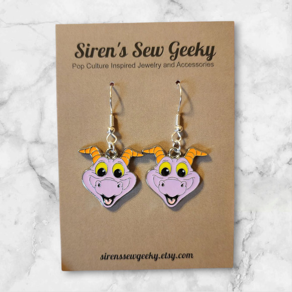Figment Dragon Charm Earrings Disney Epcot Imagination - Picture 2 of 3